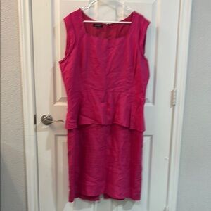 Lafayette 148 New York Pink Peplum Sheath Midi Dress